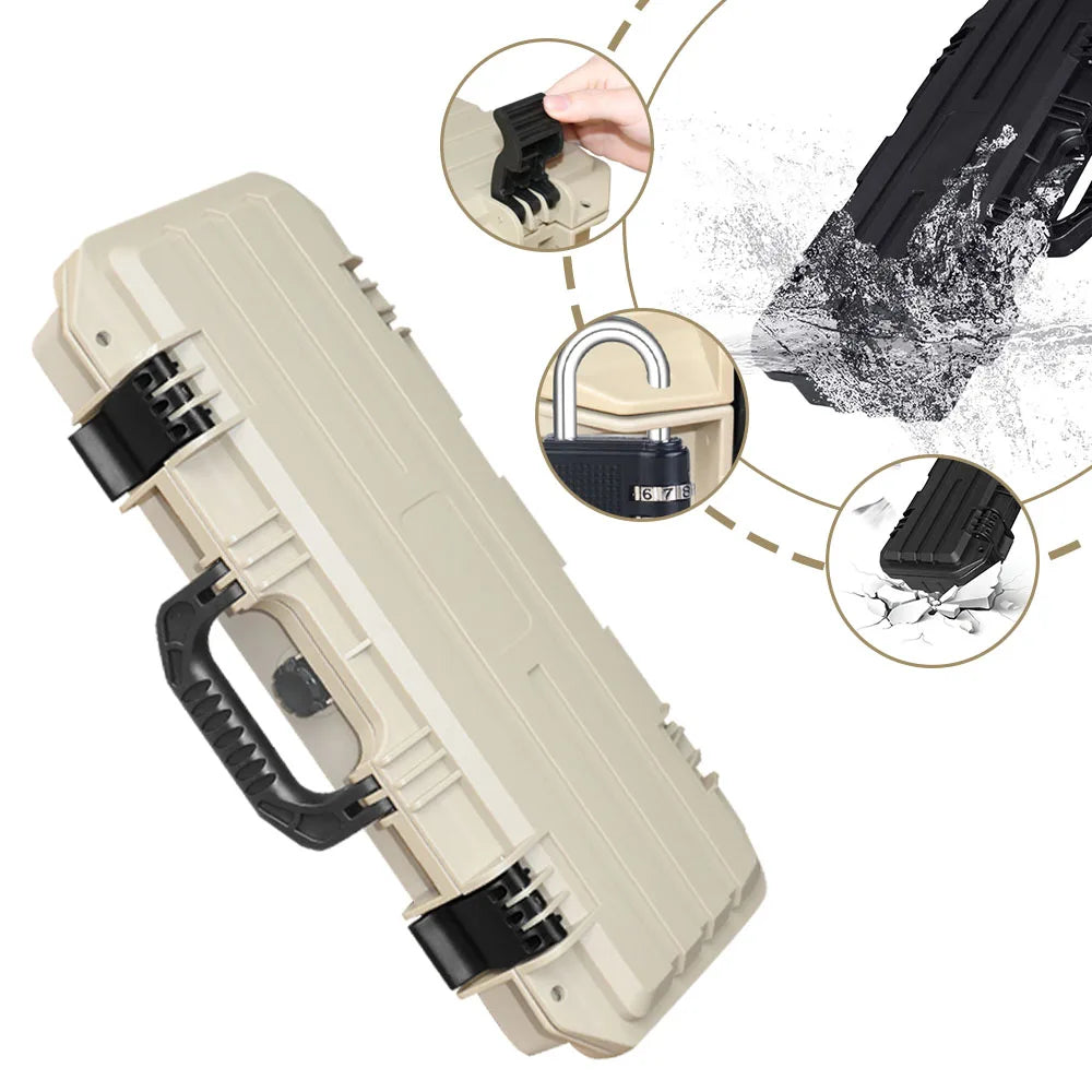 Portable Waterproof Long Tool Box PP Plastic Storage Case with Optional Foam Insert - 46 cm Khaki