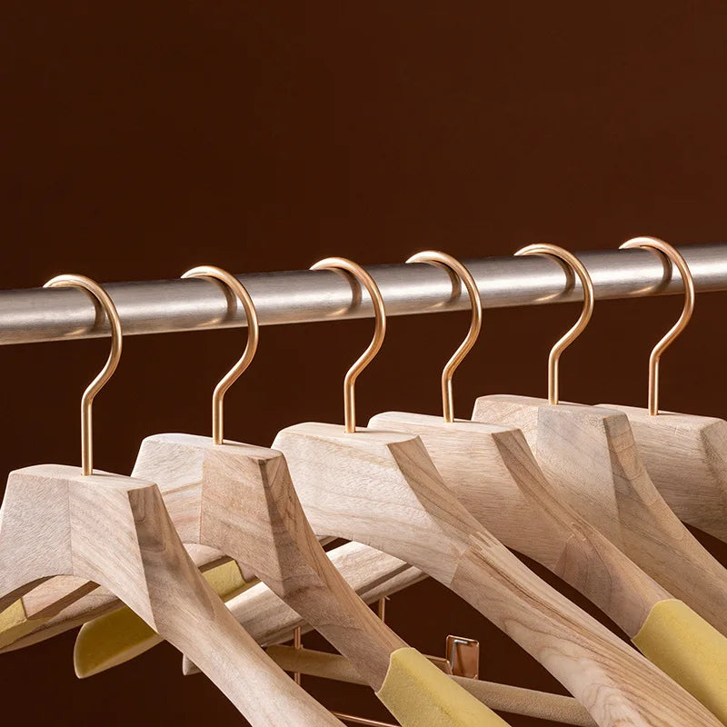 Wooden Clothes Hangers 2 Pack Wide Shoulder Wardrobe Organiser with Crossbar