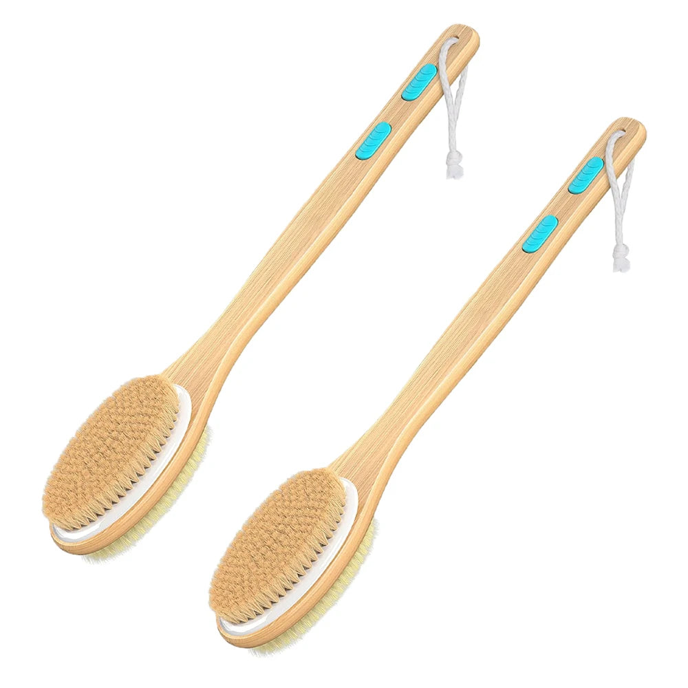 Shower Brush Set 2 Pack Dual Sided Long Handle Body Back Scrubber