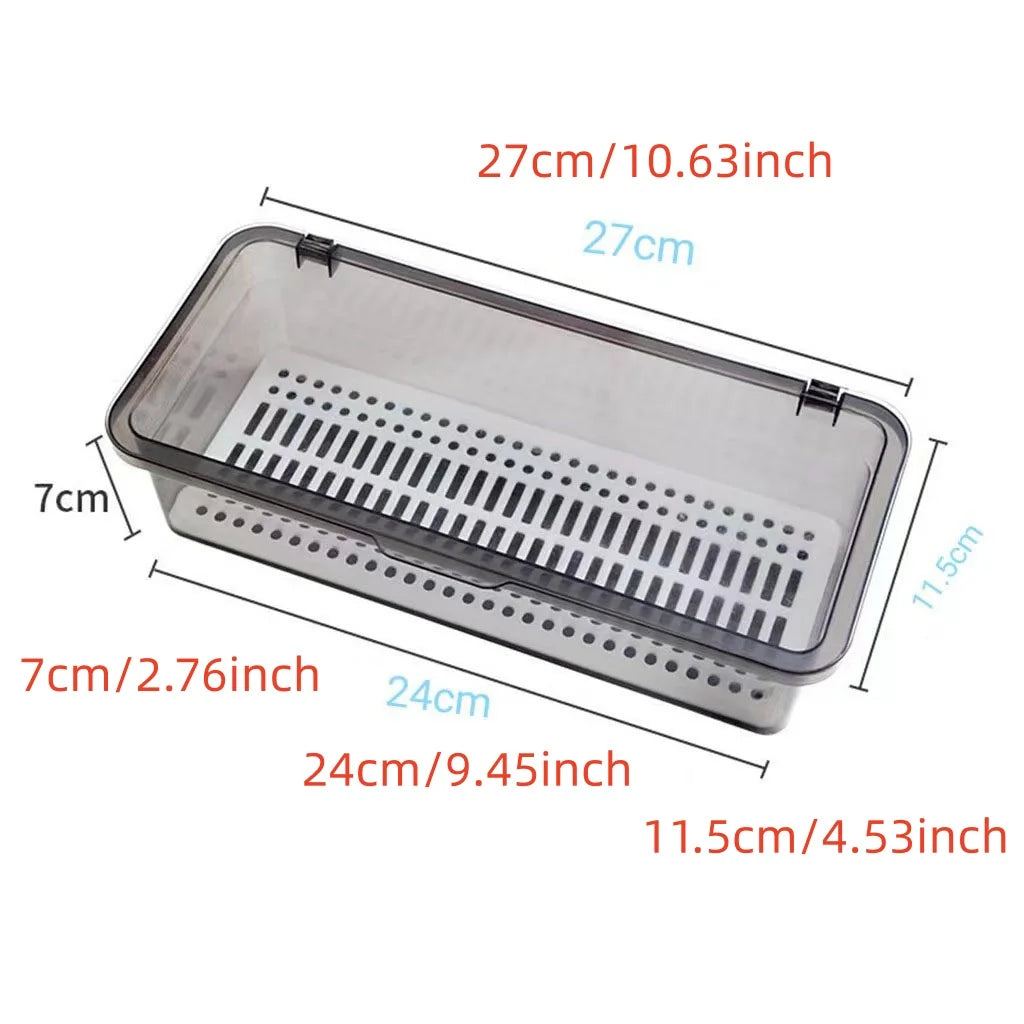 Tableware Storage Box 27cm Plastic Chopstick Holder With Lid And Drainage Tray – Brown