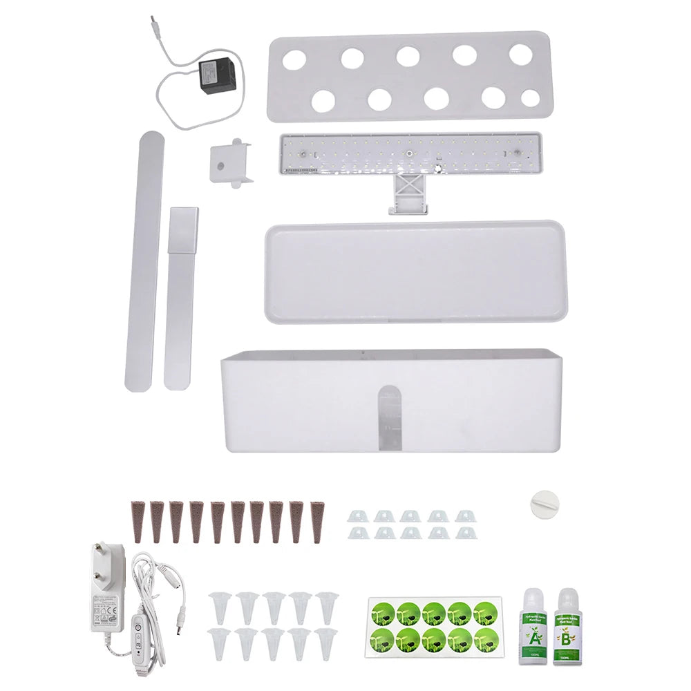 Hydroponic Growing System 9 Pod 2L Indoor Garden with 15W LED Grow Light AU Plug - White