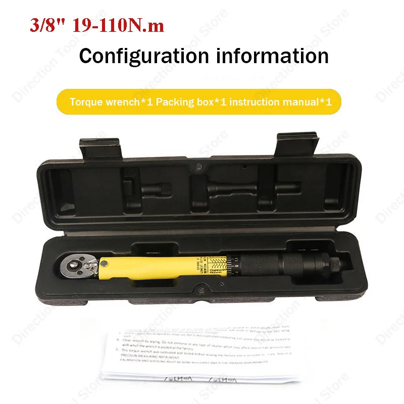 Torque Wrench Portable Heavy Duty 3/8 Inch Drive Adjustable Torque Tool 19-110N·m Professional Repair Tool
