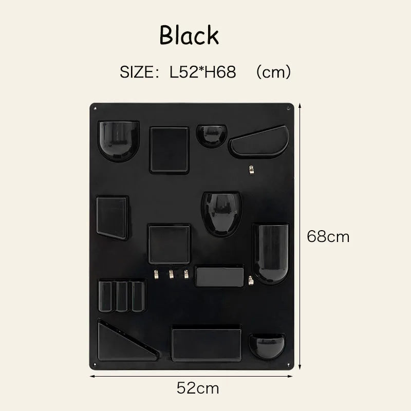Wall Mounted Storage Rack with Adjustable Shelves – 68x52cm Plastic Organizer - Black