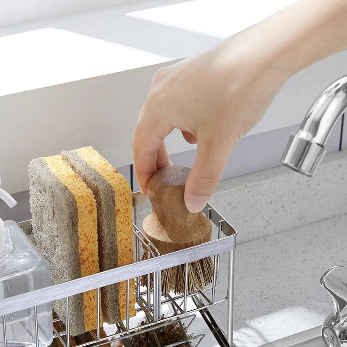 Sink Sponge Holder 21cm 304 Stainless Steel Drain Tray Kitchen Counter Organiser