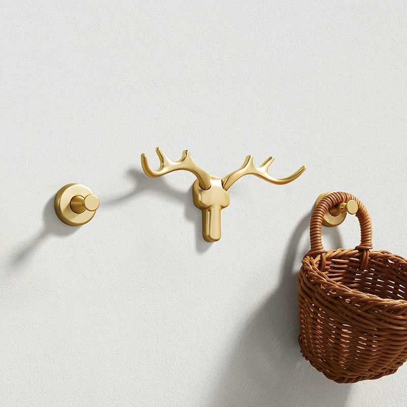 Gold Deer Antler Wall Hook Zinc Alloy Coat Rack for Clothes Hats Bags Towels and Keys