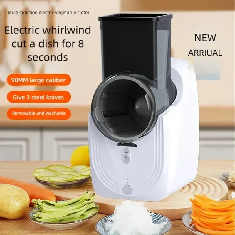 Vegetable Cutter Electric Multi Function Slicer Shredder 50W Kitchen Food Processor - White