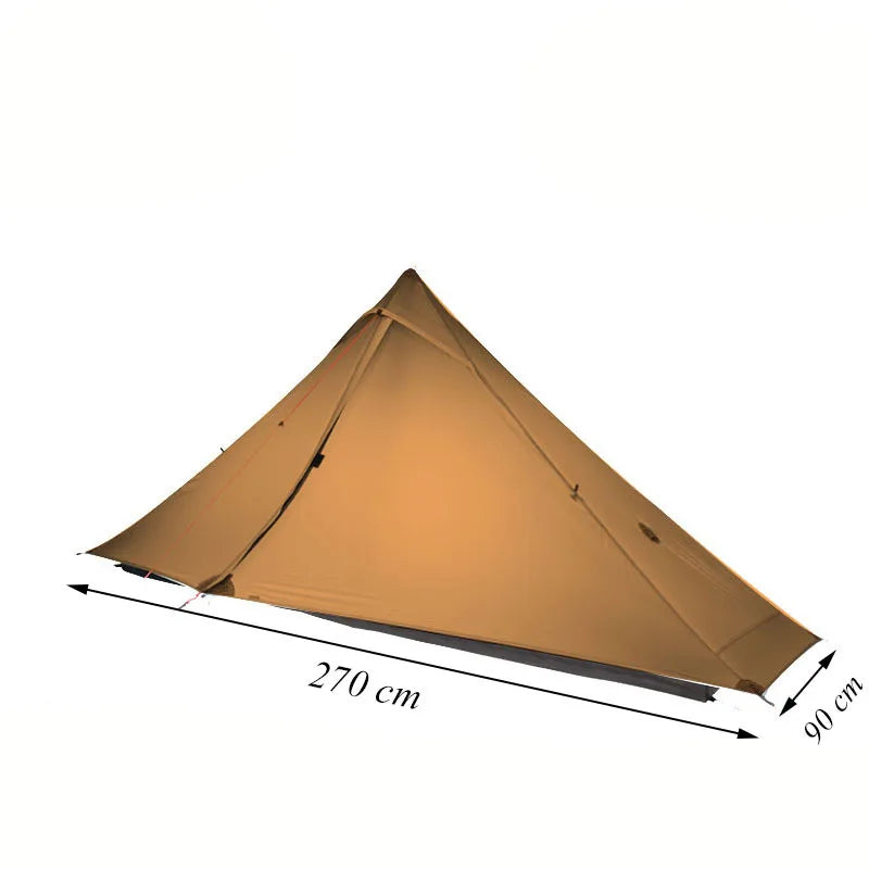 Ultralight 1 Person 4 Season Trekking Tent 270x110x125cm Silnylon - Khaki