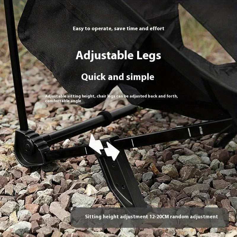 Camping Folding Chair Aluminum Alloy Ultra Lightweight Beach Seat - Black