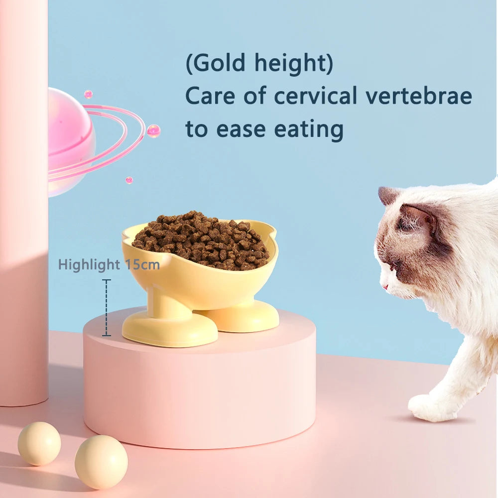 Tilted Cat Food Bowl Whisker Friendly Raised Feeding Bowl Anti Vomiting Pet Dish – Blue