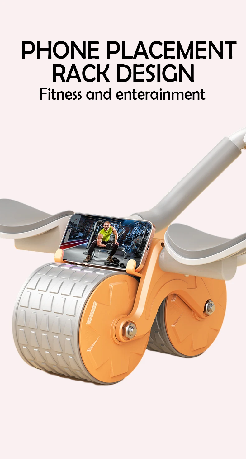 Abdominal Roller Wheel Automatic Rebound Double Wheel Core Trainer - Orange
