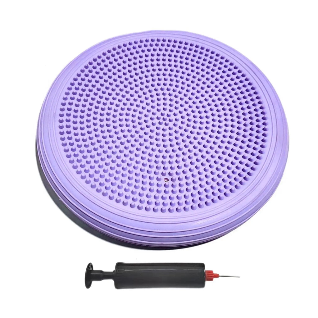 Balance Pad Inflatable PVC 34cm Wobble Cushion with Massage Surface and Pump for Core Training - Purple