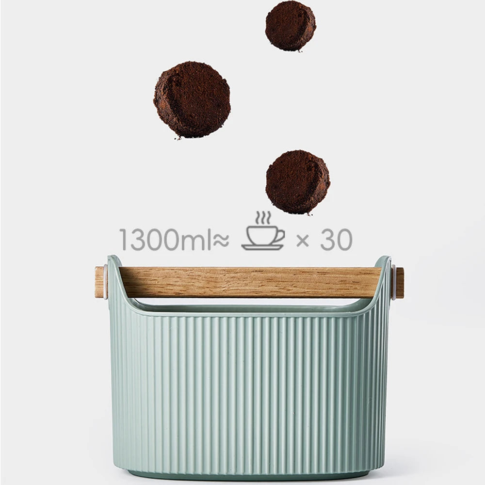 Coffee Knock Box Espresso Coffee Grounds Bucket with Removable Knock Bar and Non-Slip Base – Green