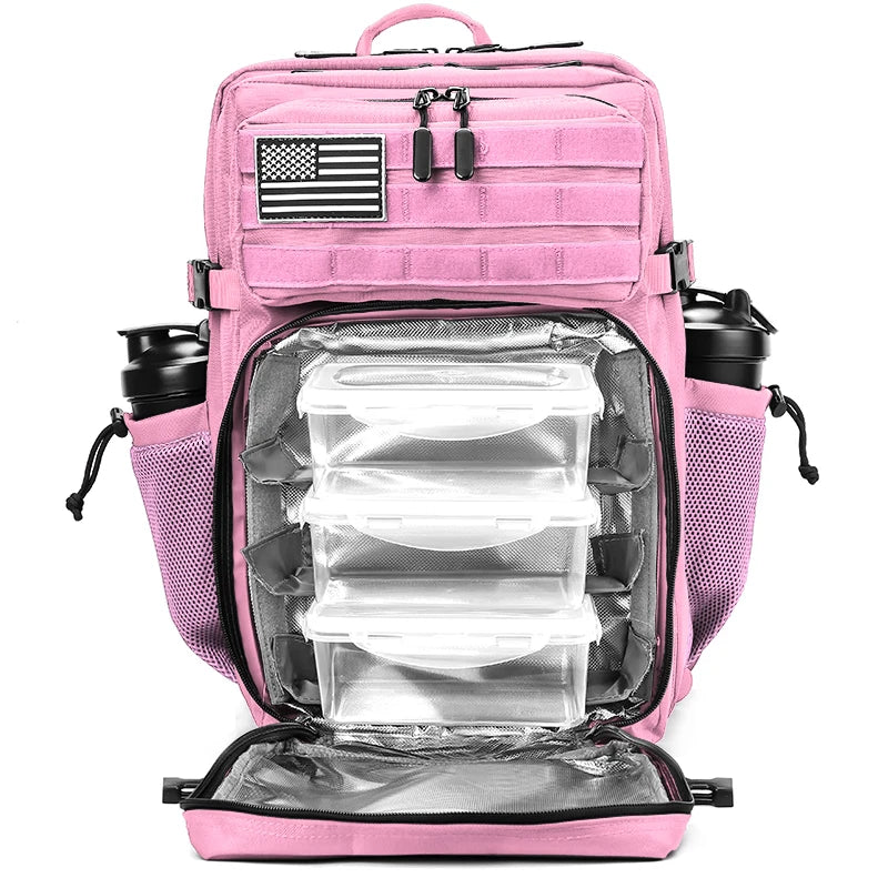 Meal Prep Backpack 45L Insulated Tactical Gym Travel Bag - Pink
