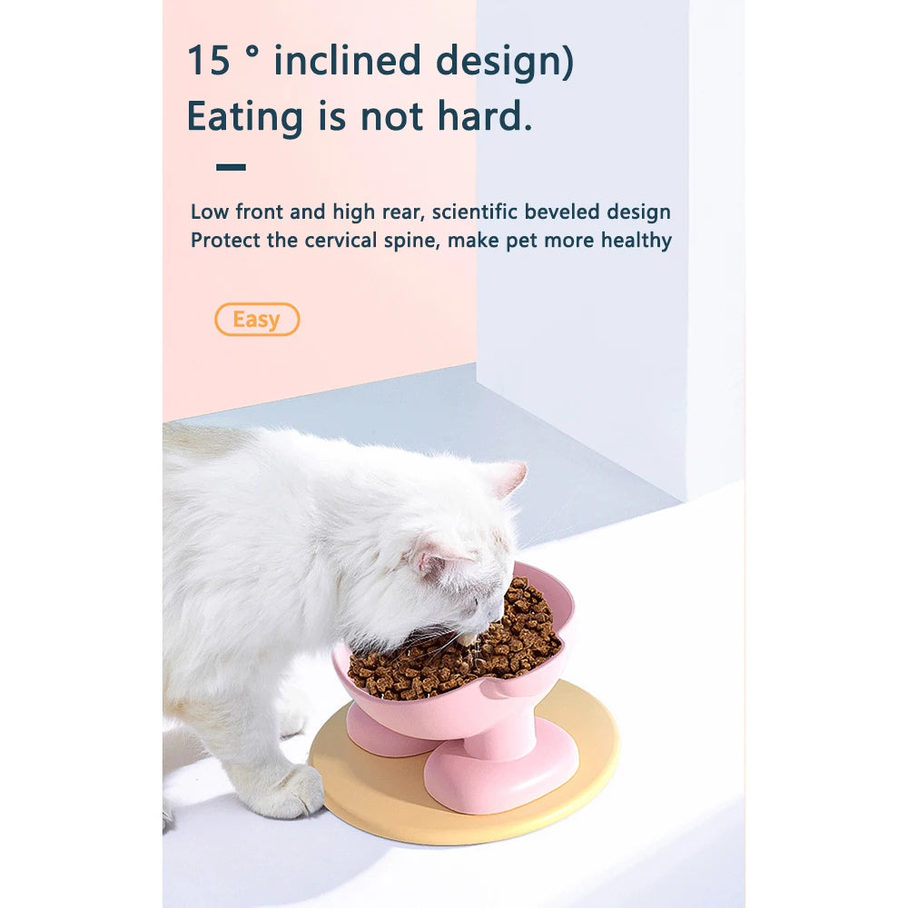 Tilted Cat Food Bowl Whisker Friendly Raised Feeding Bowl Anti Vomiting Pet Dish – Blue