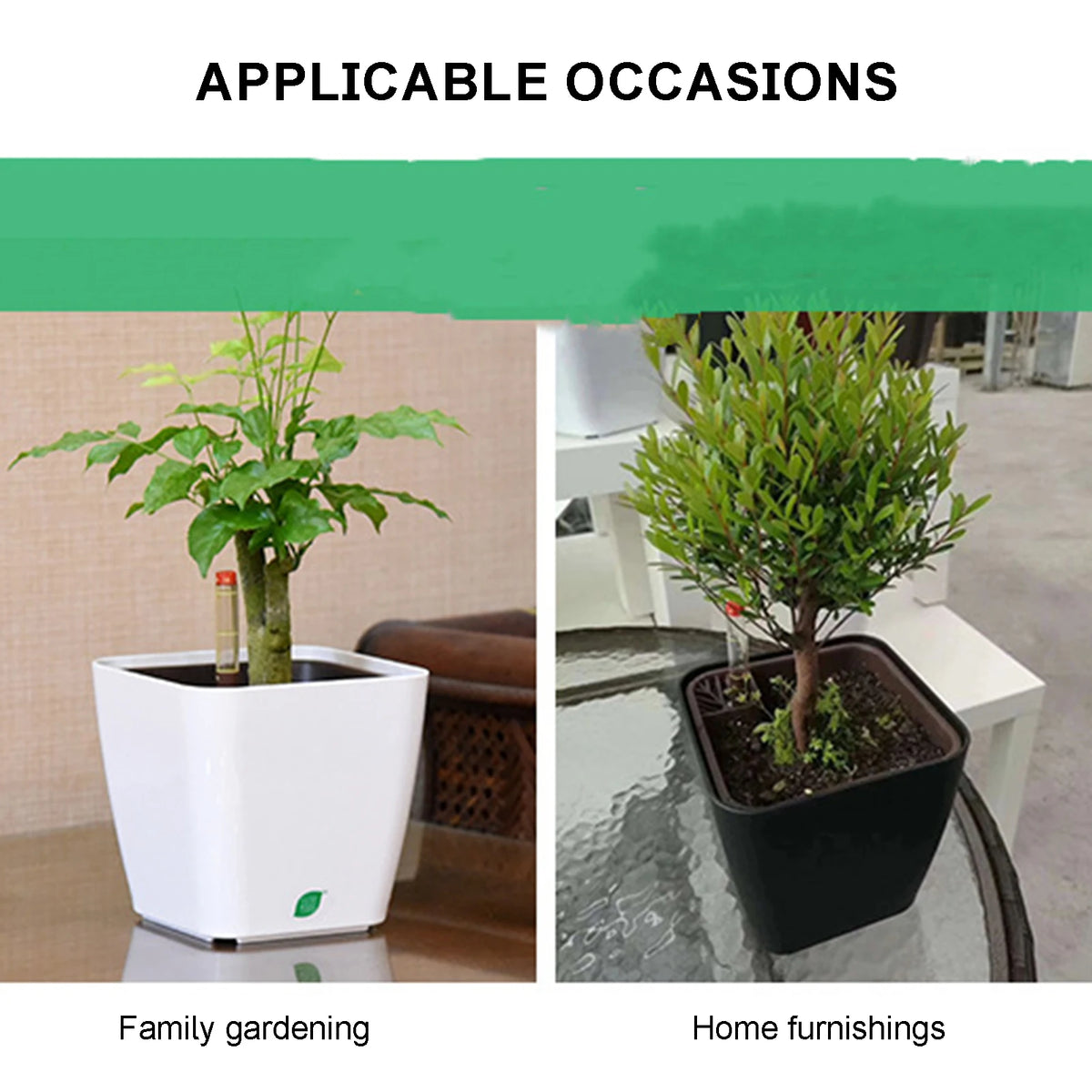 Self-Watering Planter 14cm Plastic Flower Pot With Water Level Indicator – Brown