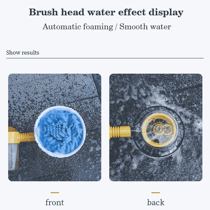 Car Wash Brush Mop 100cm Rotating Foam Cleaner with Water Flow Handle - Set