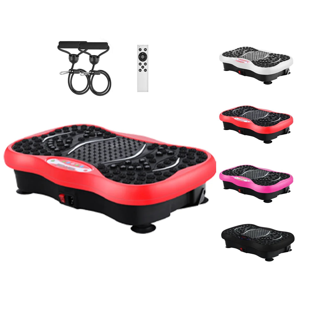 Vibration Machine Platform Full Body Fitness Trainer with Resistance Bands and Remote Control – Red