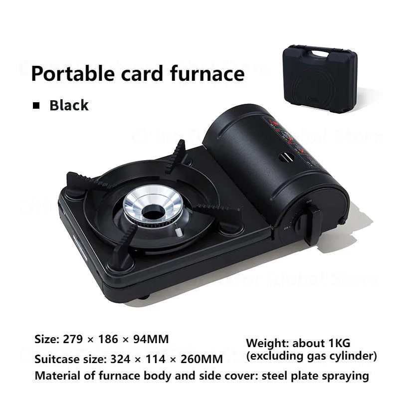 Camping Gas Stove 1.86KW Portable Wind Resistant Outdoor Cooker - Black
