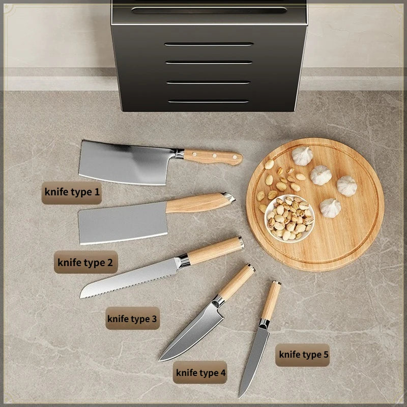 Wall Mounted Kitchen Knife Rack 30.2 cm Stainless Steel Space Saving Utensil Organiser - Black