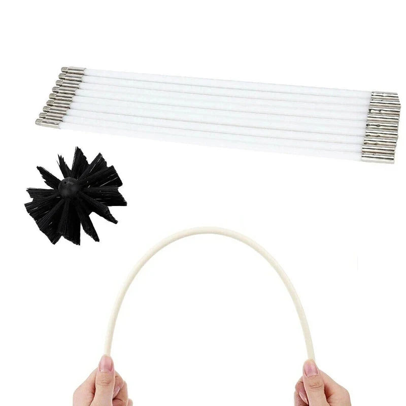 Chimney Cleaning Brush Flexible Dryer Vent Cleaner Extendable Rod Tool - 18 Pcs Flexible Extension Rods