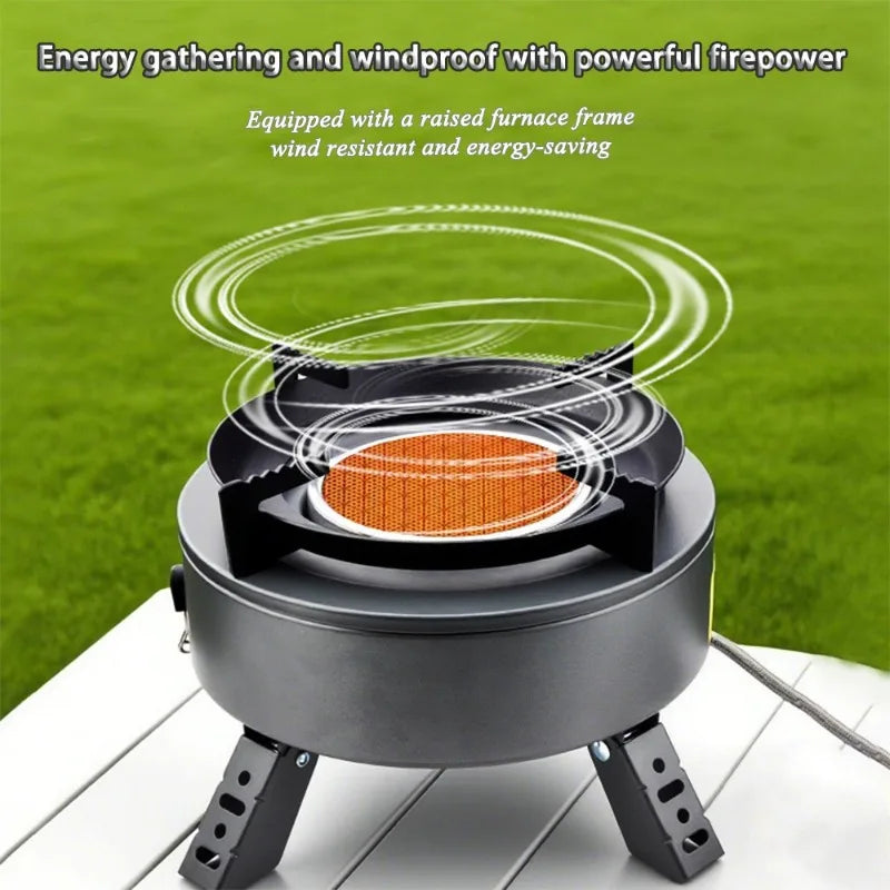 Camping Gas Stove 3200W Portable Wind Resistant Outdoor Cooking Burner - Black