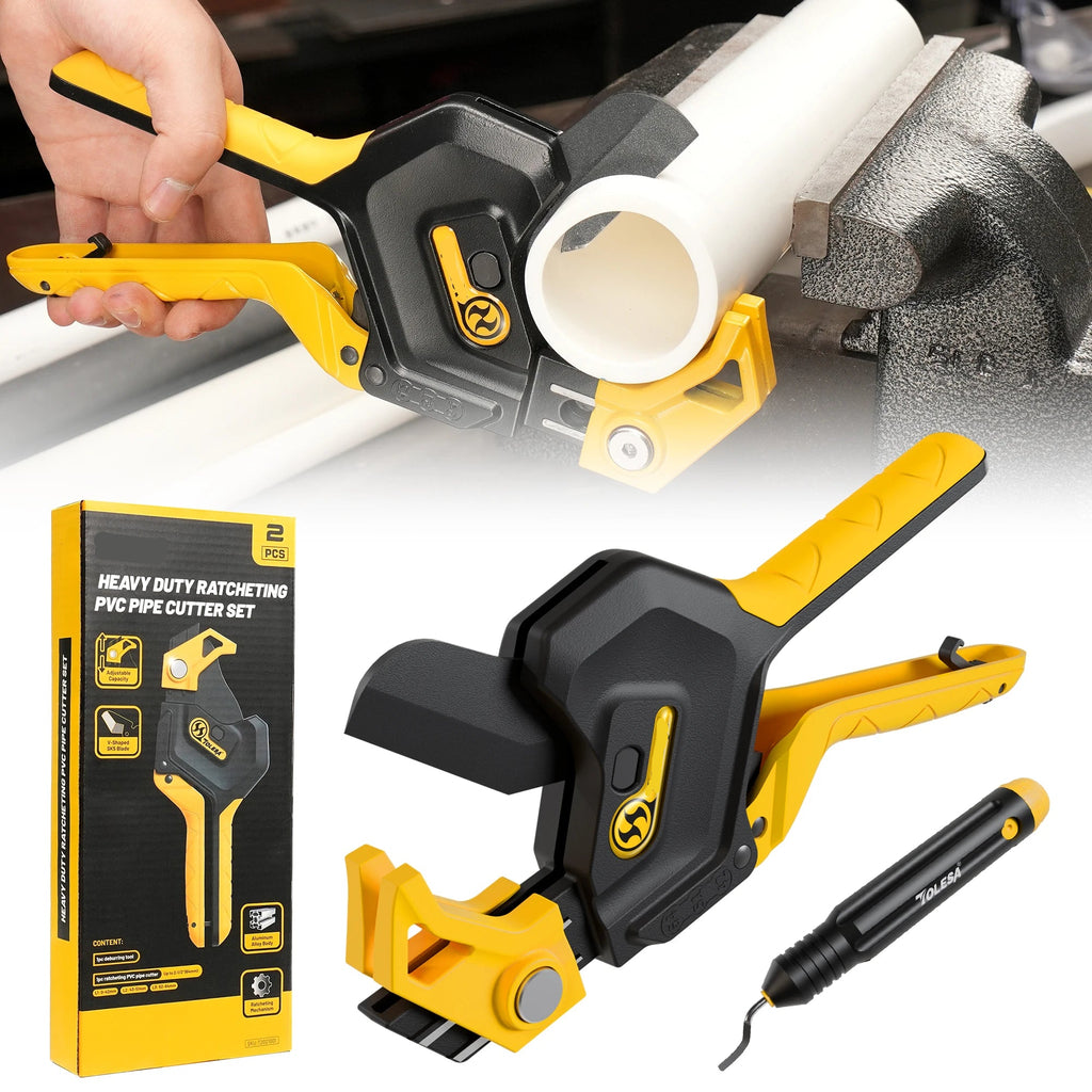 Heavy-Duty PVC Pipe Cutter 3-Gear Adjustable Ratchet Tool Up to 2-1/2 Inch for PEX PVC PPR
