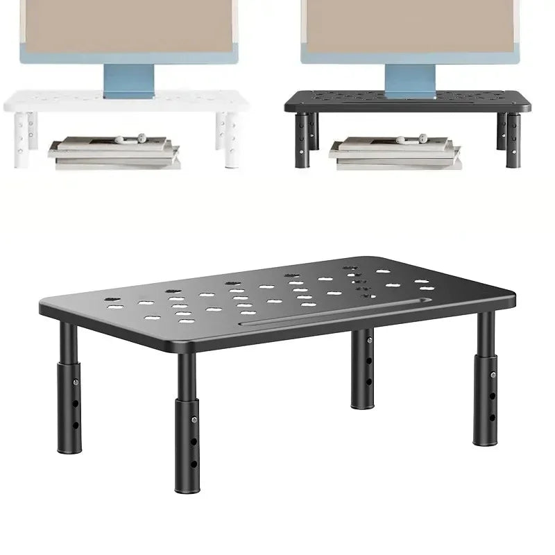 Adjustable Metal Monitor Stand Riser with Airflow Vents for Monitor and Laptop Desk Stand – Black