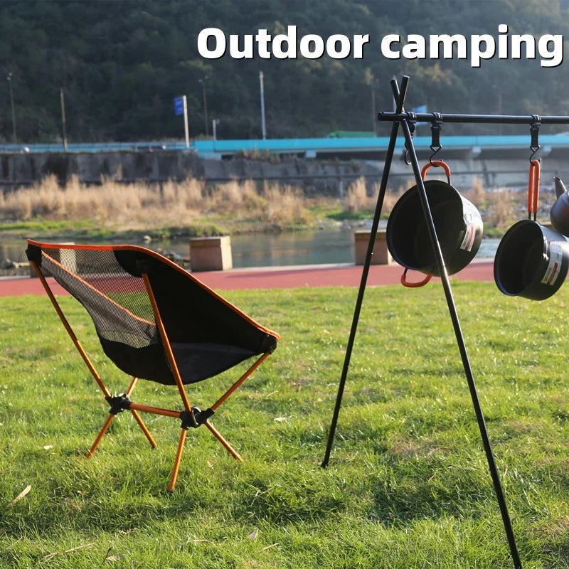 Camping Folding Chair Portable Moon Chair Ultralight Aluminum Outdoor Seat Backrest - Blue