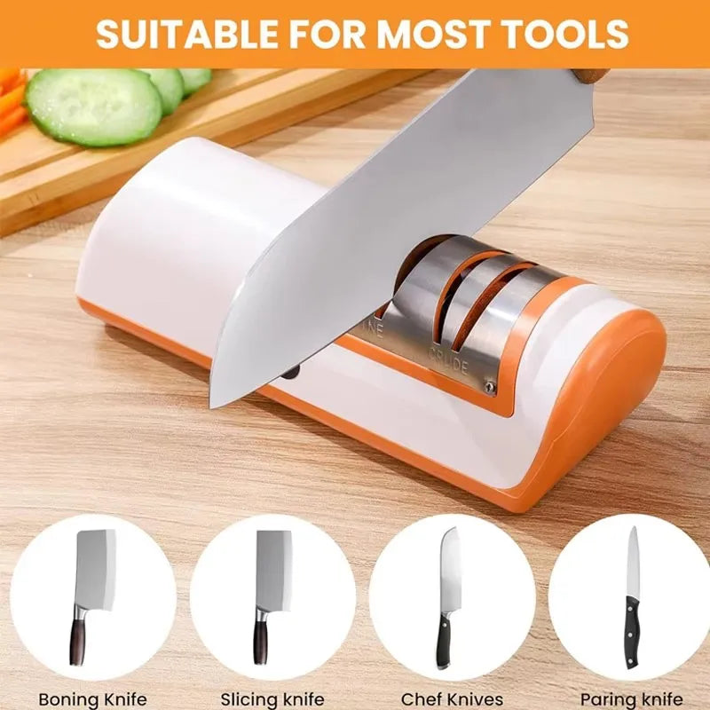 Knife Sharpener 17.8cm Electric Rechargeable Stainless Steel Multi Stage Sharpening Tool – Black