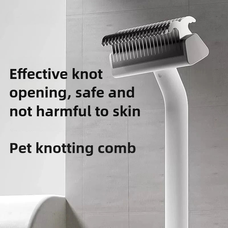 Pet Grooming Comb Detangling Brush for Long Hair Cats and Dogs - White