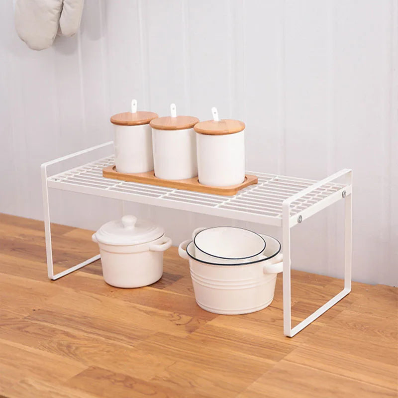 Small Metal Desktop Storage Rack Countertop Organizer Shelf Space Saving Kitchen Cabinet Storage