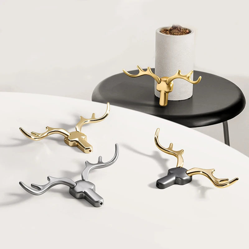 Gold Deer Antler Wall Hook Zinc Alloy Coat Rack for Clothes Hats Bags Towels and Keys