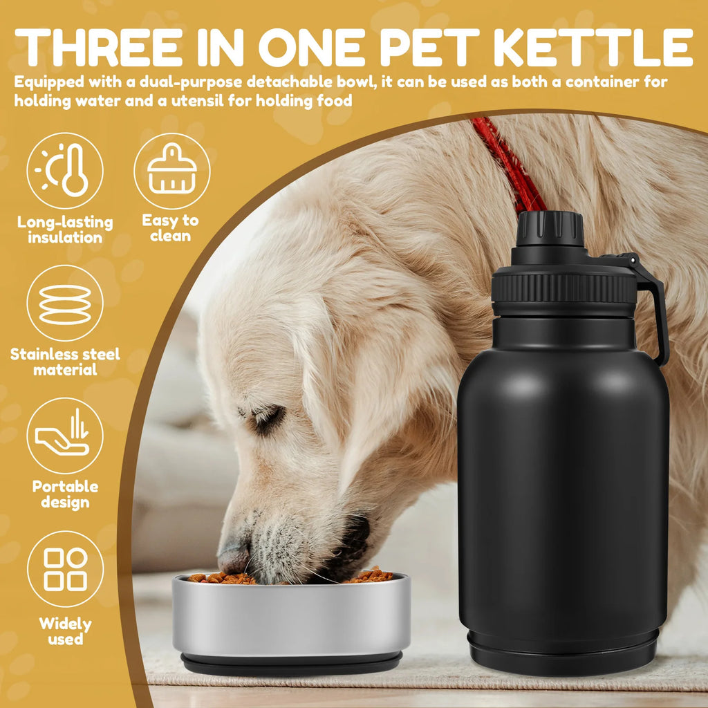 Dog Water Bottle 3-in-1 Stainless Steel Leakproof Travel Bottle with Detachable Bowls