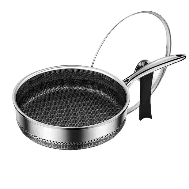 Stainless Steel Frying Pan 28cm Thickened Cooking Pan Induction Compatible