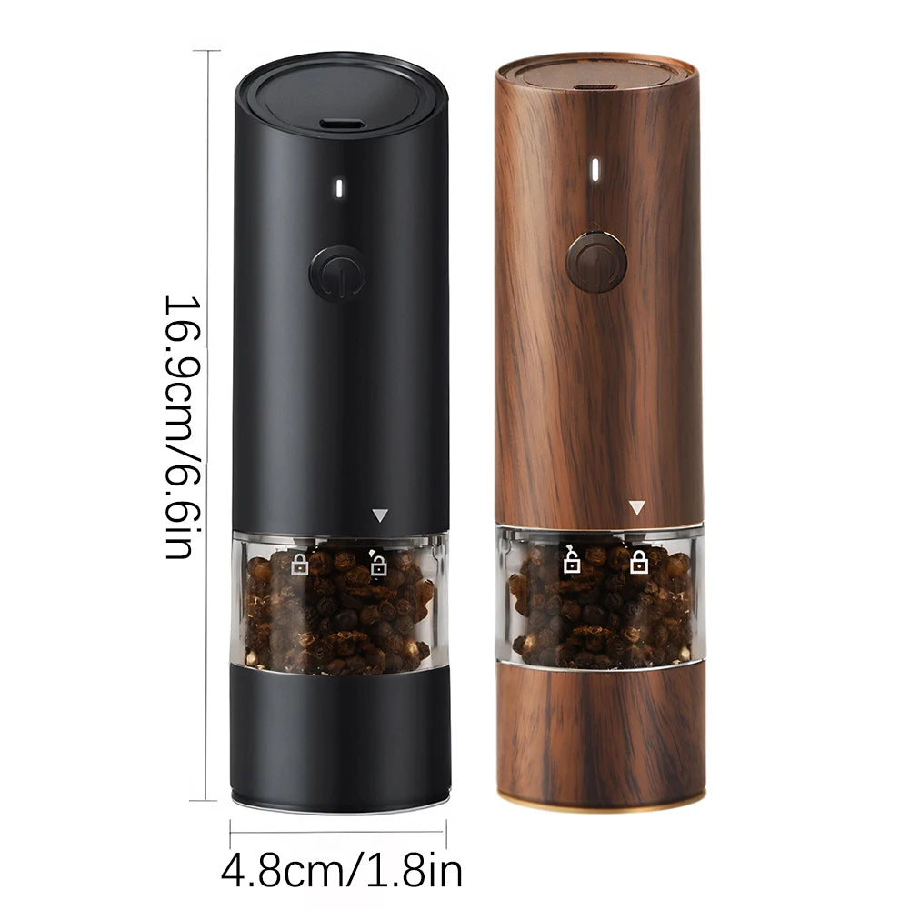 Electric Spice Mill 16.9 cm Rechargeable Adjustable Coarseness with Built-In Light - Red