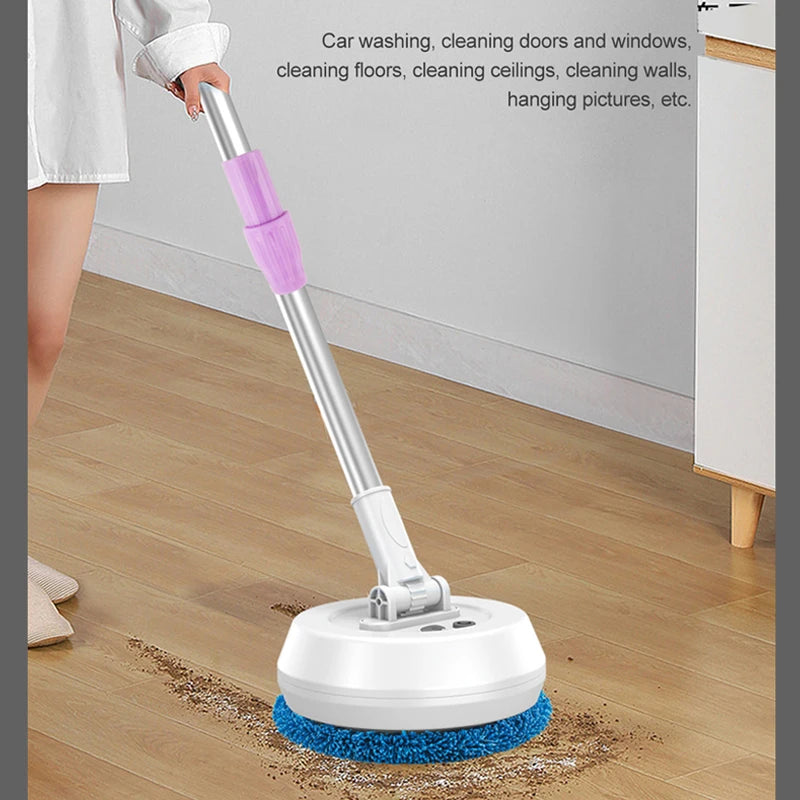 Electric Spin Mop Cordless Wet Dry Cleaning Machine Adjustable Handle Multi Surface White