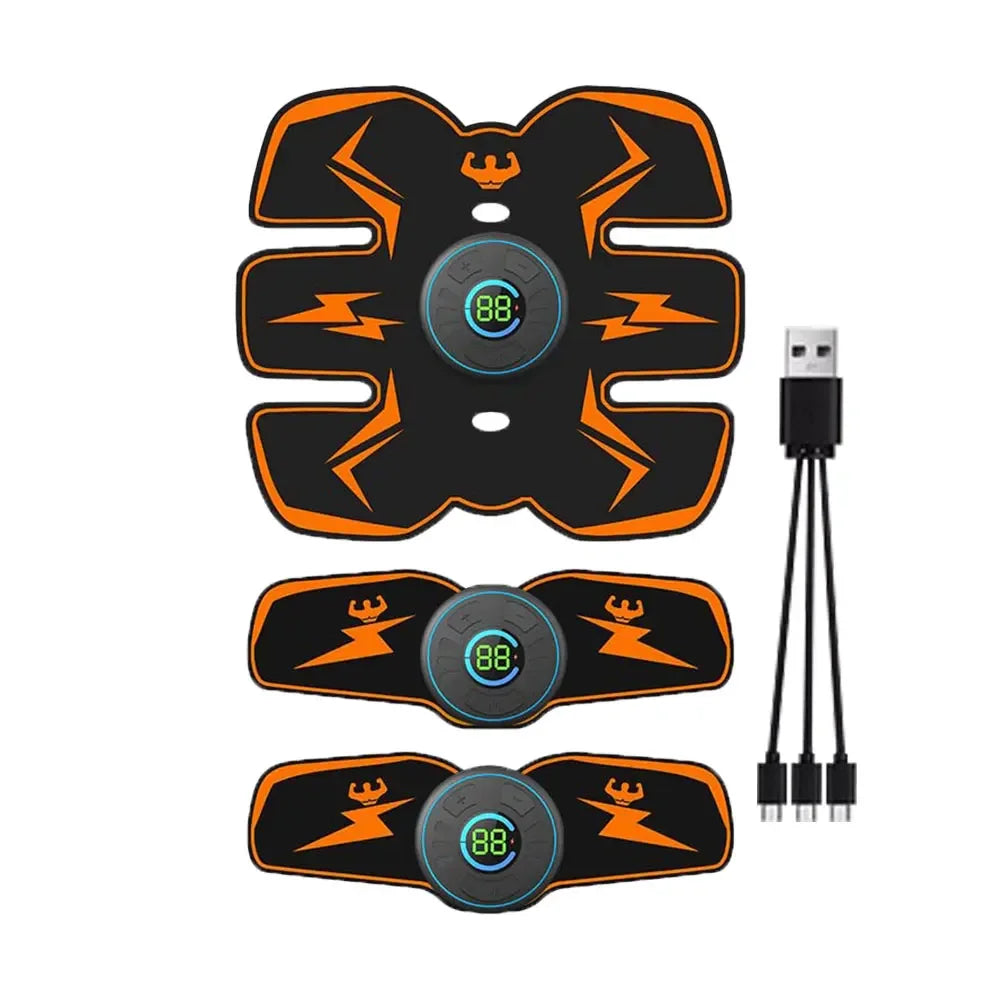 EMS Muscle Stimulator Wireless Abdominal Trainer Rechargeable Fitness Toning Device - Orange