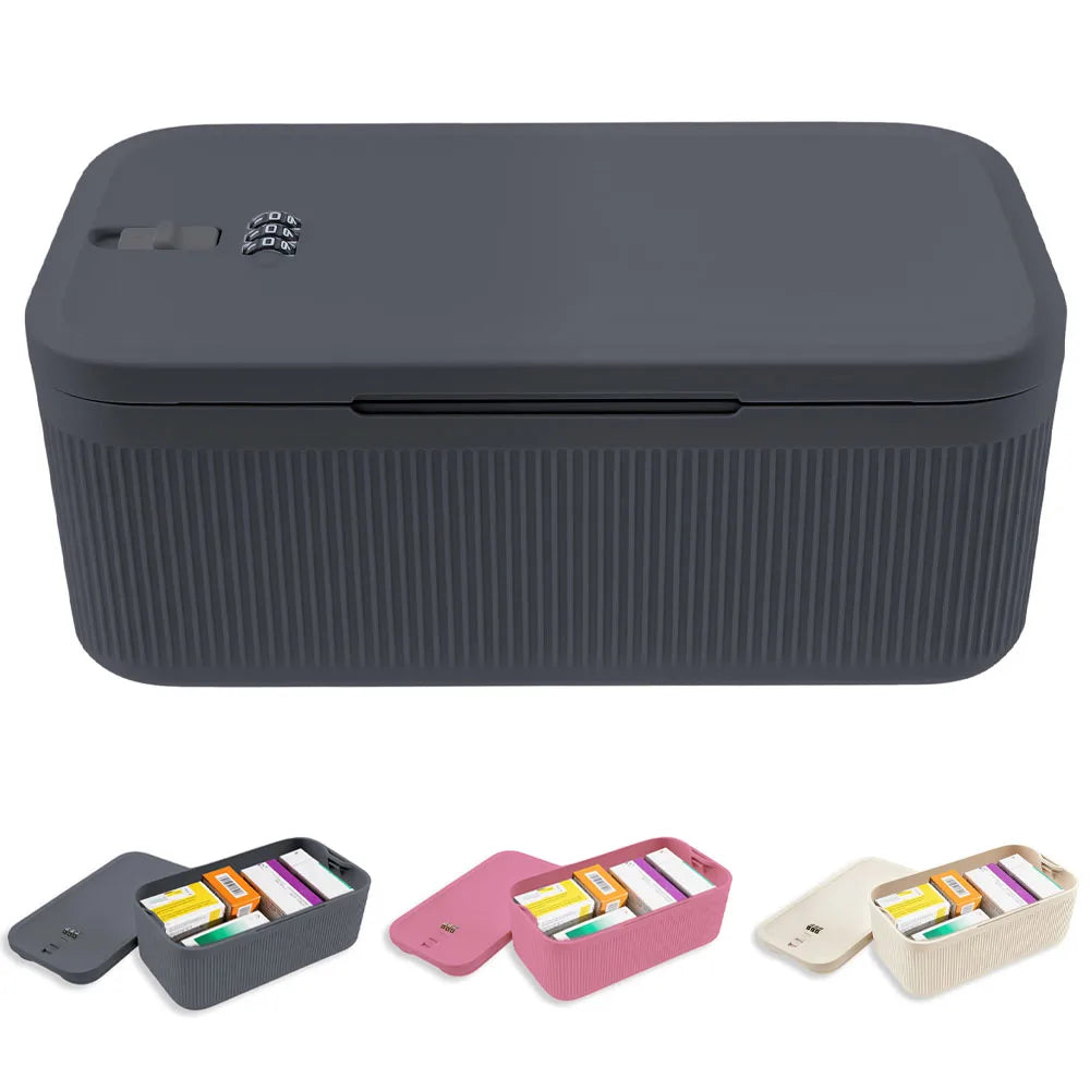 Lockable Storage Box 3-Digit Combination Lock Portable Plastic Container - Grey