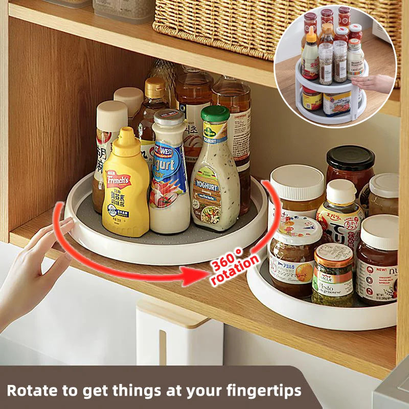 360° Rotating Spice Rack Turntable Pantry Organizer Storage Tray for Kitchen Cabinets and Countertops – Large