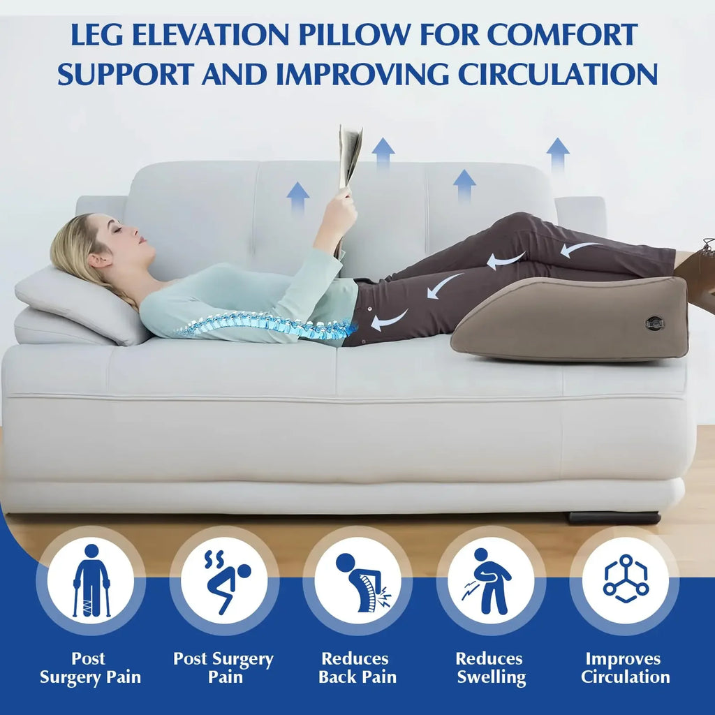 Inflatable Leg Elevation Pillow Ergonomic Wedge Support Cushion for Post-Surgery Recovery – Grey