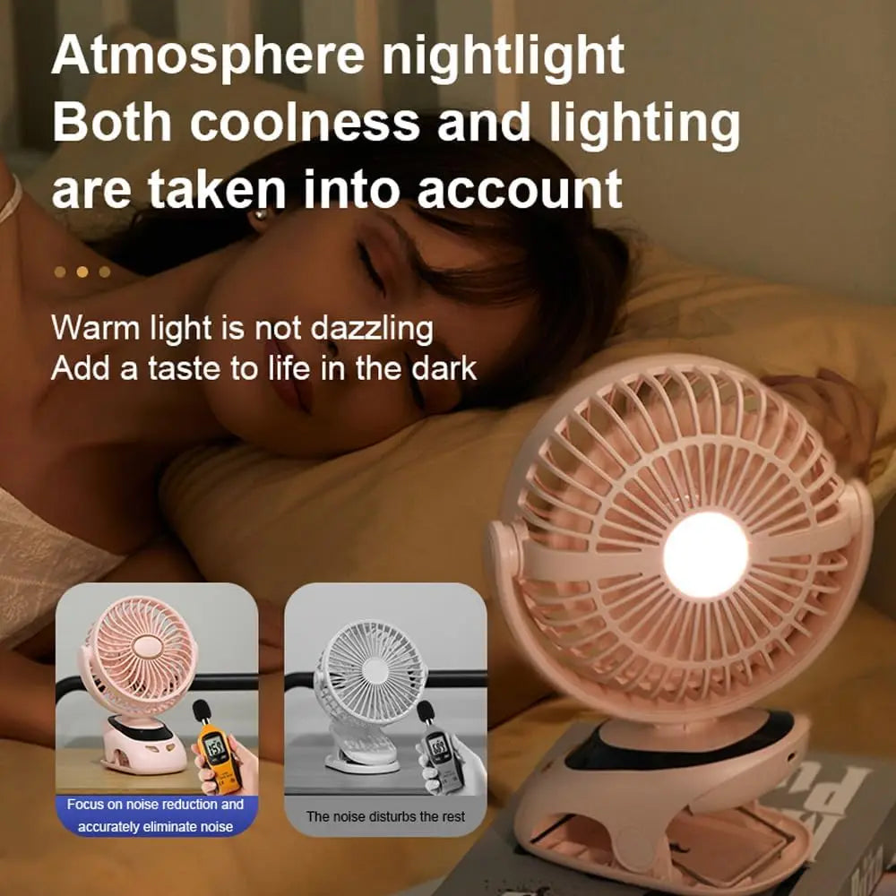 Rechargeable Clip-On Fan with 6000mAh Battery, 5 Speeds & Digital Display – Black