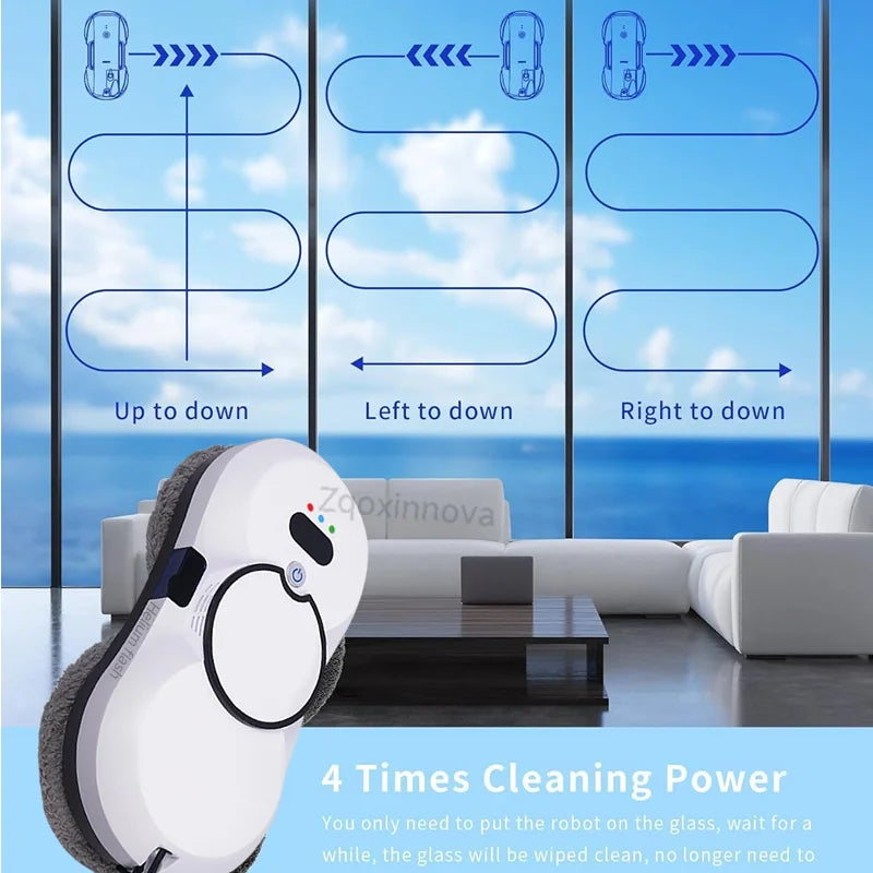 Window Cleaning Robot 5600Pa Auto Glass Cleaner with Water Spray 4m Cord for Home Windows