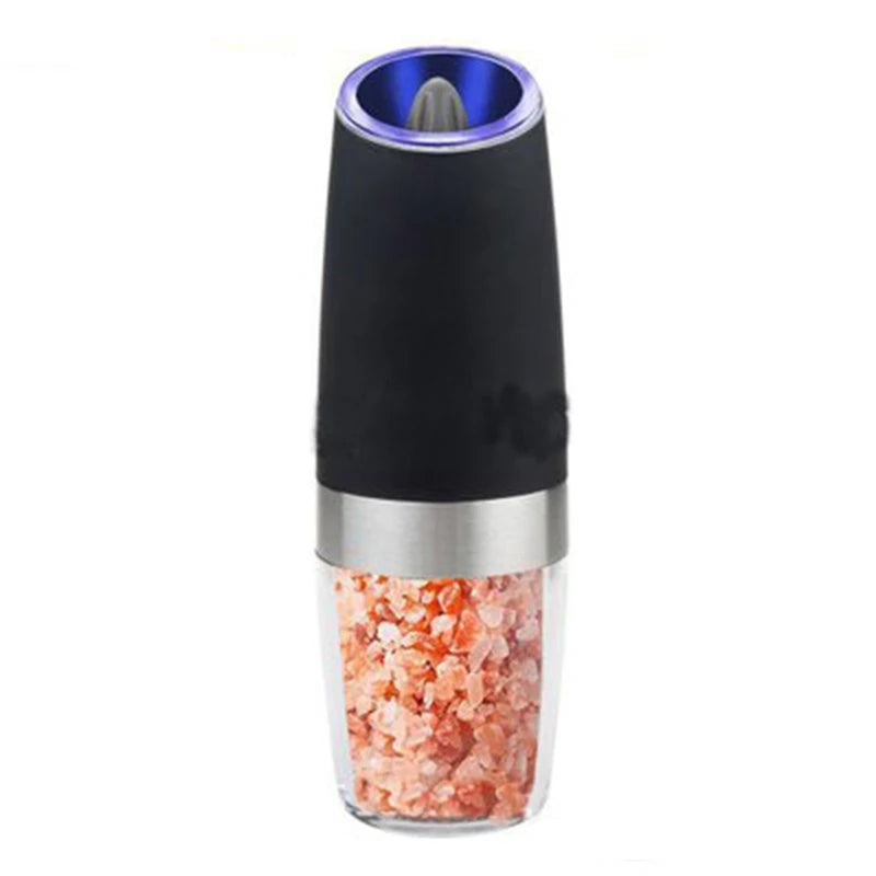 Spice Mill Electric Salt & Pepper Mill Adjustable One-Touch Seasoning Dispenser - Black