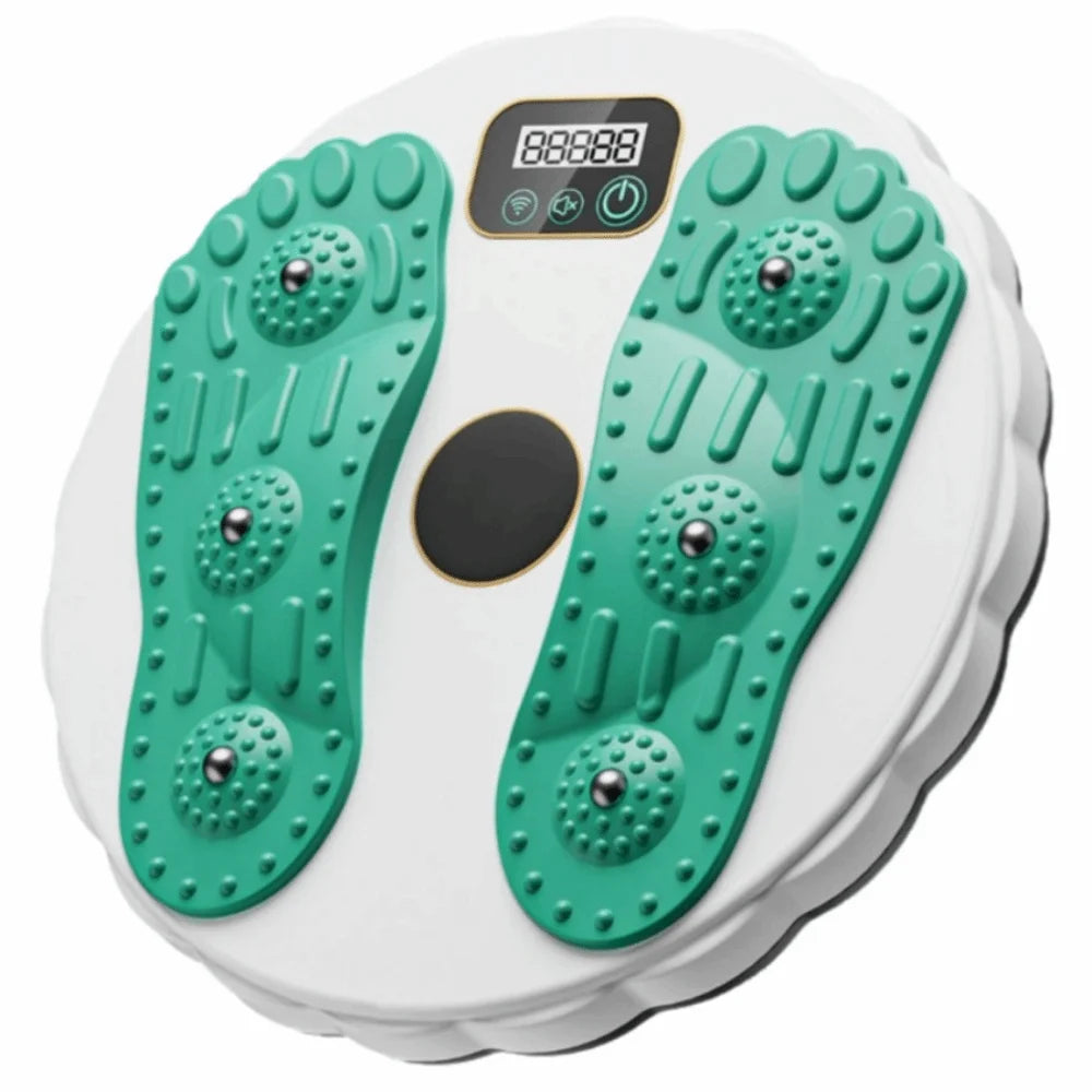 Twisting Waist Disc Fitness Board with LCD Display Rotating Core Trainer - White Green