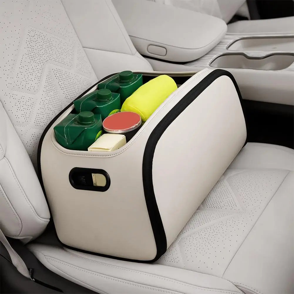 Car Trunk Organizer 39cm Built In Mesh Pockets Multi Layer Storage Box - White