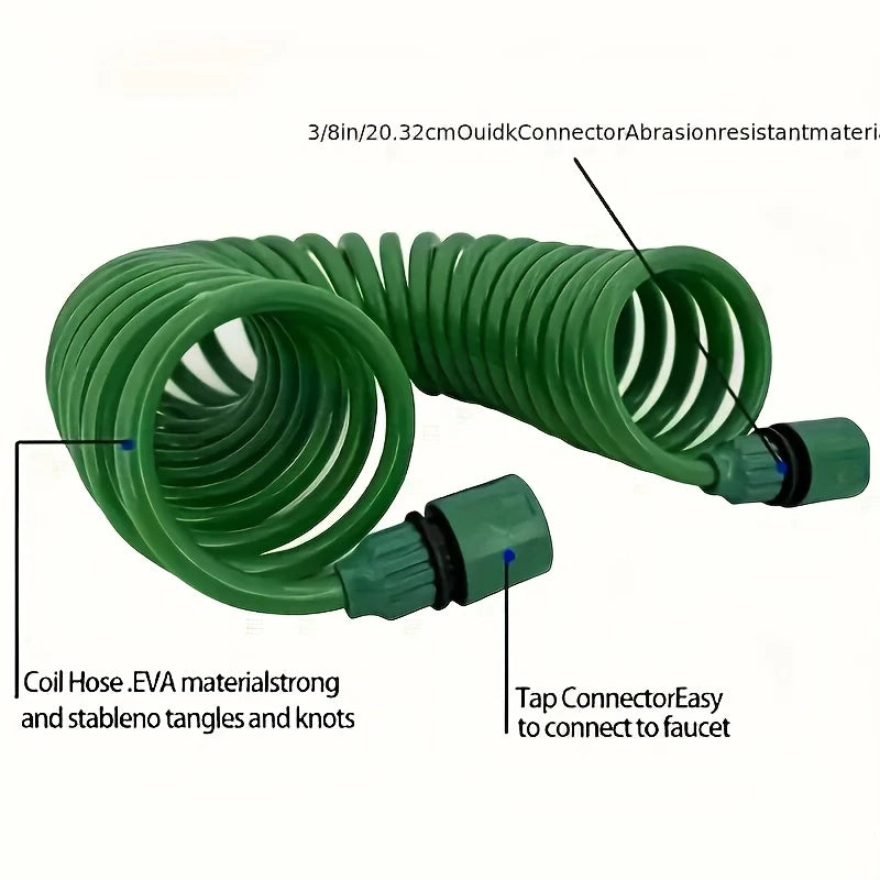 Telescopic Garden Spring Water Hose 7.5m EVA Flexible Coil Hose with Adjustable Spray Gun