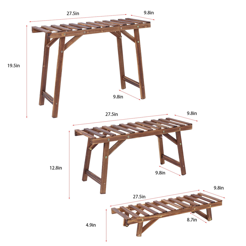 3 Tier Wooden Plant Stand Stepped Flower Pot Display Rack Corner Shelf Indoor Outdoor – Dark Brown