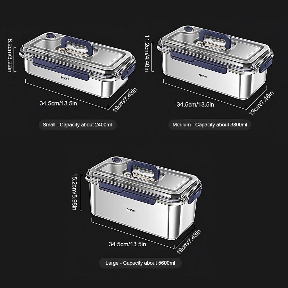Food Storage Container 5.6L 304 Stainless Steel Airtight Lid with Date Indicator and Locking Clips