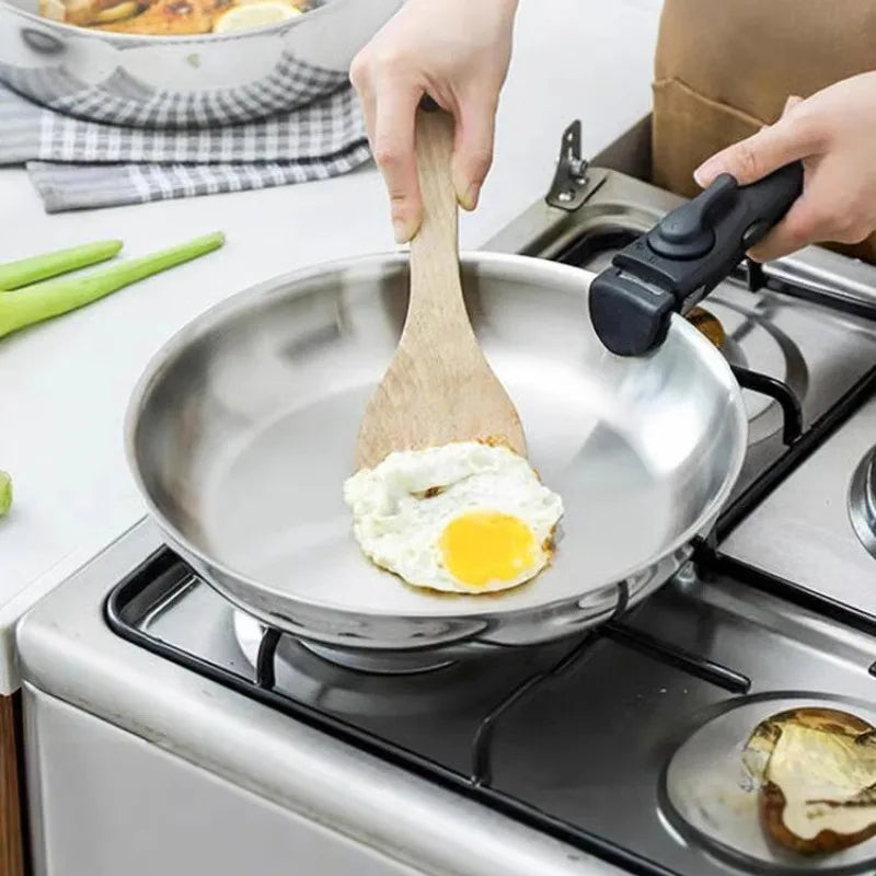 Stainless Steel Frying Pan 26cm Flat Bottom Cooking Pan Detachable Handle