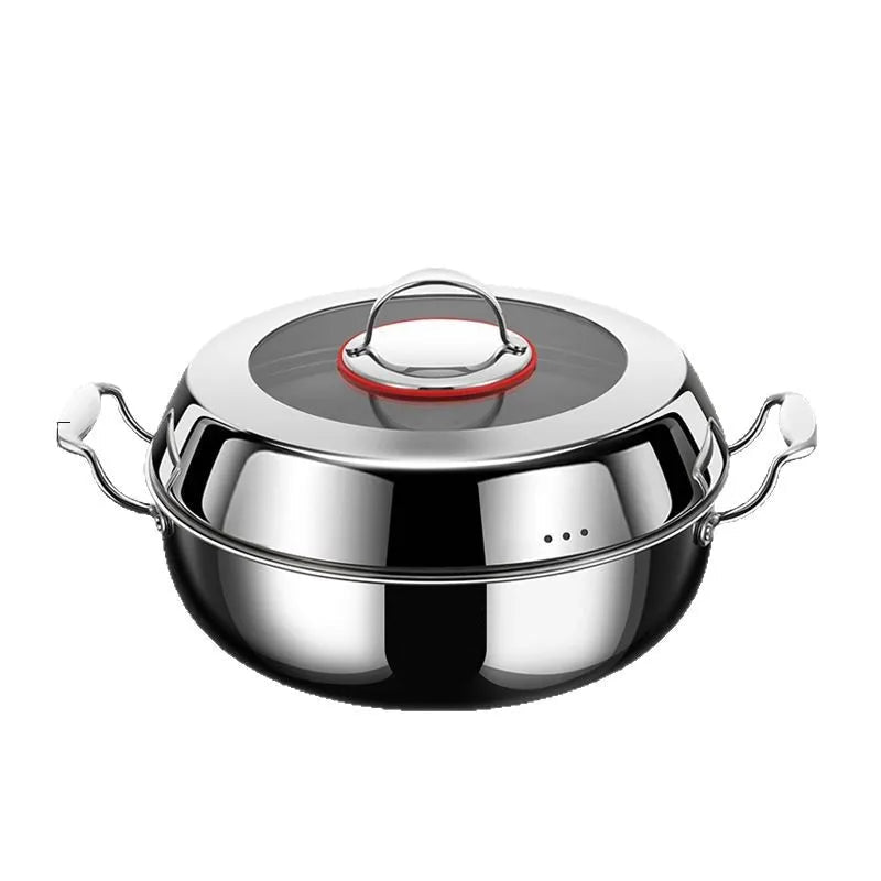 Steam Pot 32cm 316 Stainless Steel Double Layer Seafood Steamer Hot Pot with Lid